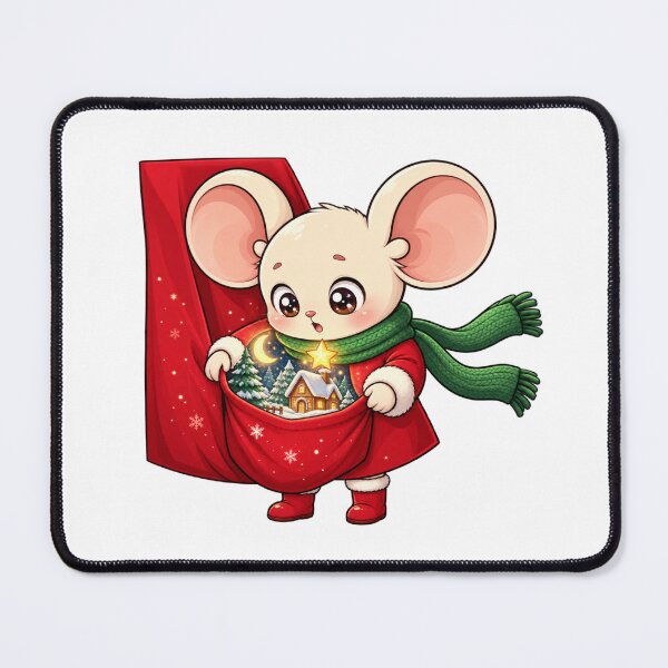 Item preview, Magical Christmas Mouse with Winter Village | Cute Kawaii Holiday Mouse designed and sold by MrDev.