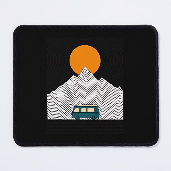 Item preview, Retro Van Surf Mountains Sun Geometric Line Art designed and sold by helencacu.