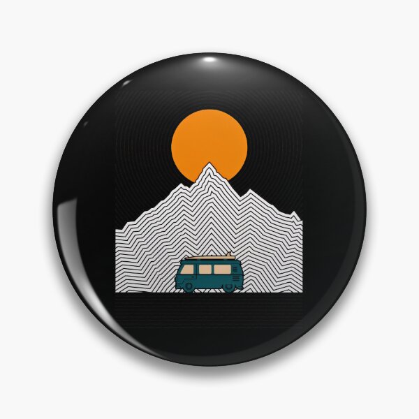 Item preview, Retro Van Surf Mountains Sun Geometric Line Art designed and sold by helencacu.