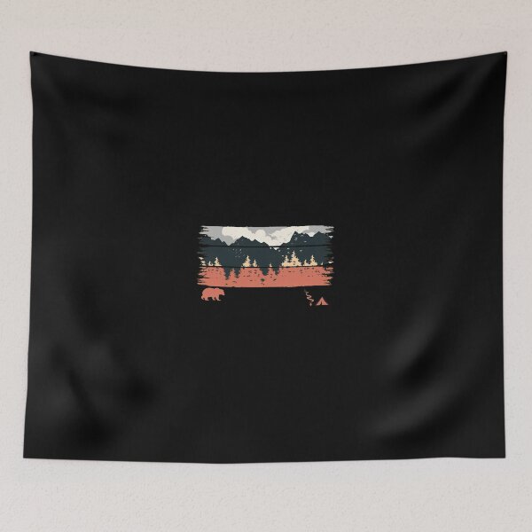 Item preview, Retro Wilderness Bear Camp Mountain Lake Reflection designed and sold by bezaperina.