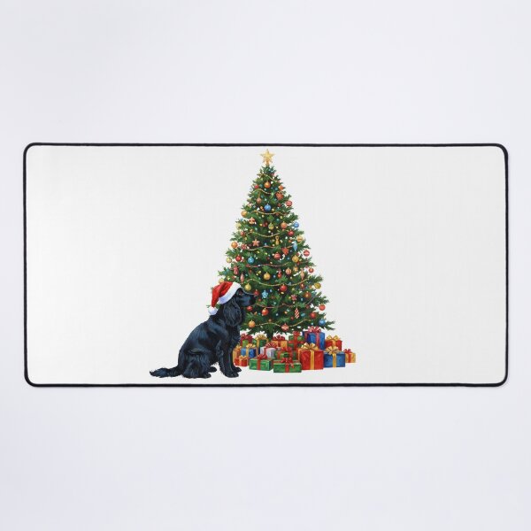 Item preview, Elegant Black Cocker Spaniel Christmas Oil Painting | Holiday Dog and Tree Art designed and sold by VibranPalette.