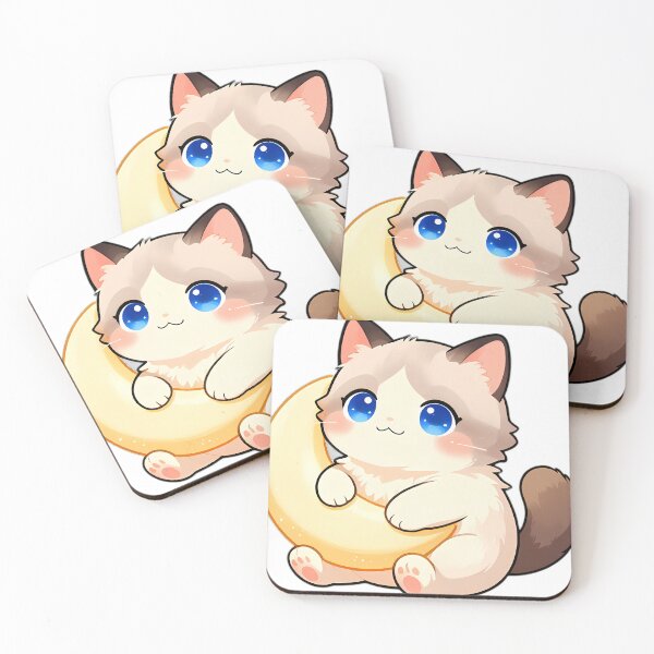Item preview, Cute Ragdoll Cat Hugging Glowing Crescent Moon designed and sold by pumsquare.