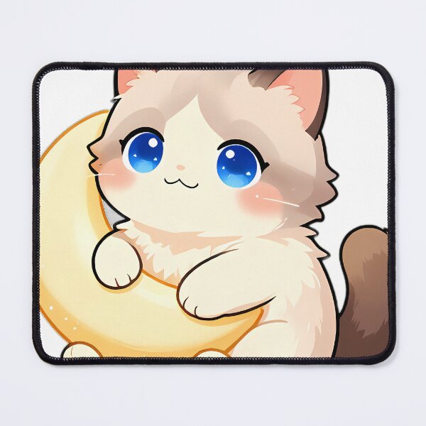 Item preview, Cute Ragdoll Cat Hugging Glowing Crescent Moon designed and sold by pumsquare.