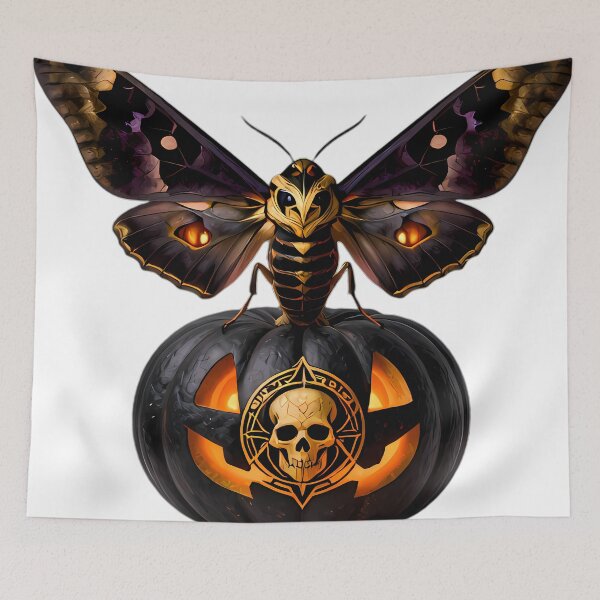 Item preview, Gothic Deaths-Head Hawkmoth Skull Pumpkin designed and sold by IllumeInk.