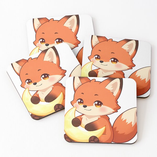 Item preview, Cute Red Fox Cub Curled on Crescent Moon designed and sold by pumsquare.
