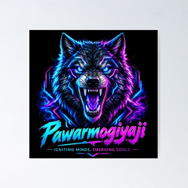 Item preview, Neon Wolf Pawarmogiyaji Motivational Cyberpunk Art designed and sold by Pawar1999.