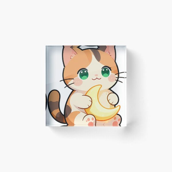 Item preview, Cute Calico Kitten Hugging Crescent Moon designed and sold by pumsquare.