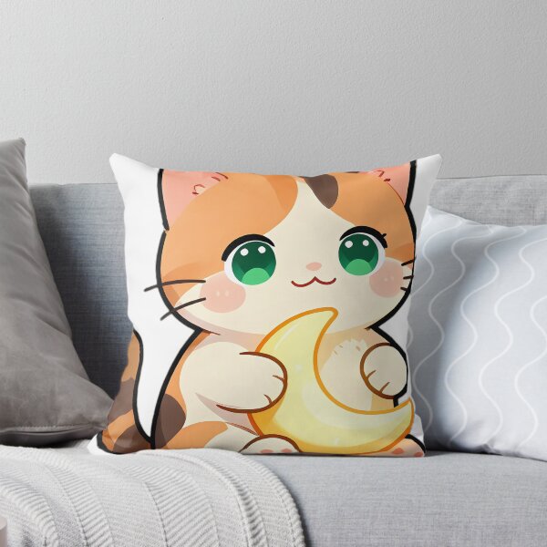 Item preview, Cute Calico Kitten Hugging Crescent Moon designed and sold by pumsquare.