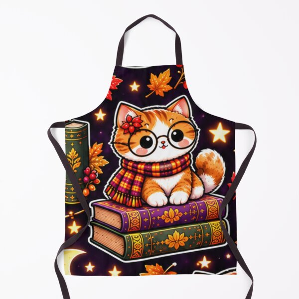 Item preview, Kawaii Halloween Reading Pattern – Cute Cat, Ghosts, Pumpkins, Books, Lanterns & Cozy Autumn Drinks designed and sold by ALH Apparel.