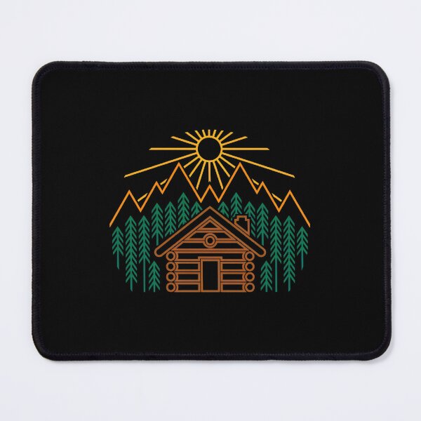 Item preview, Rustic Cabin Mountain Nature Line Art designed and sold by lamercarv.