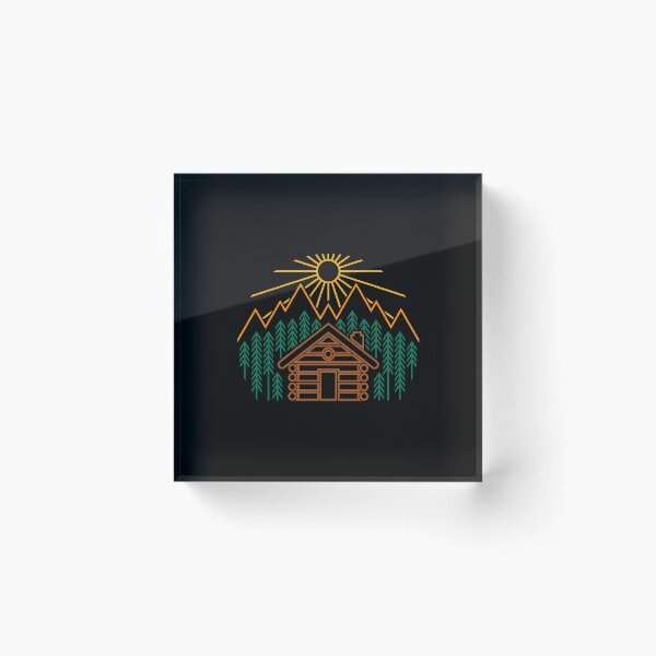 Item preview, Rustic Cabin Mountain Nature Line Art designed and sold by lamercarv.