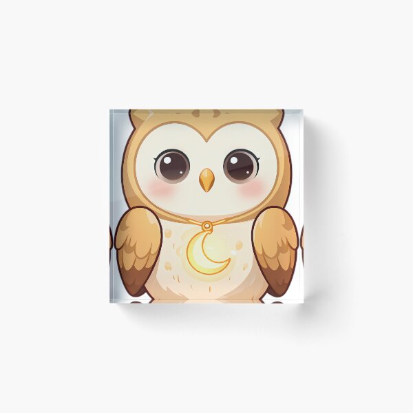 Item preview, Cute Barn Owl Holding Golden Crescent Moon designed and sold by pumsquare.
