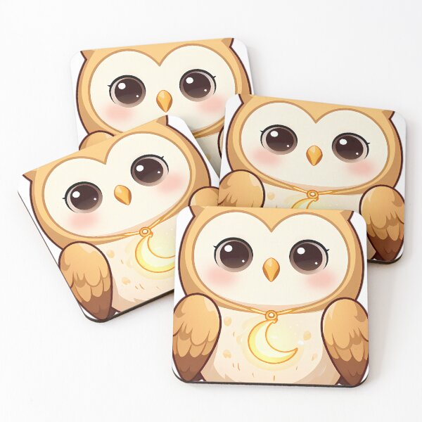 Item preview, Cute Barn Owl Holding Golden Crescent Moon designed and sold by pumsquare.