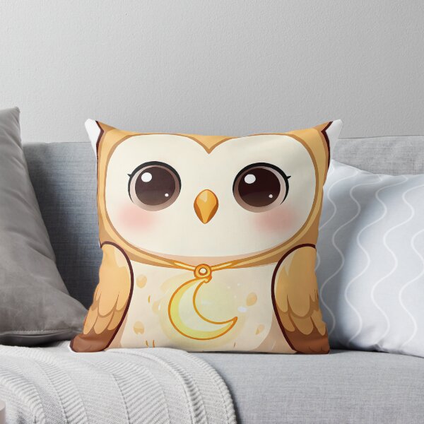 Item preview, Cute Barn Owl Holding Golden Crescent Moon designed and sold by pumsquare.