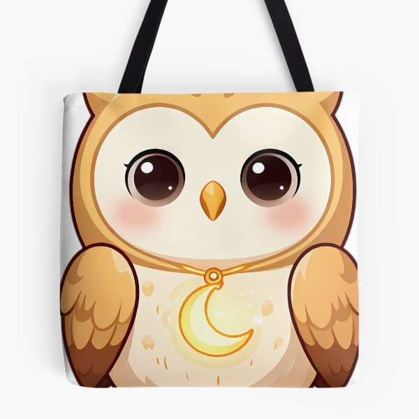 Item preview, Cute Barn Owl Holding Golden Crescent Moon designed and sold by pumsquare.