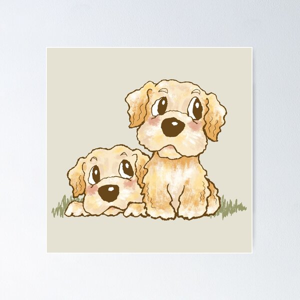 Item preview, Two Golden Retriever puppies designed and sold by Toru Sanogawa.