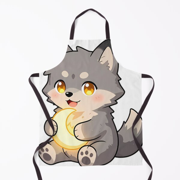 Item preview, Cute Baby Wolf Pup Hugging Tiny Crescent Moon designed and sold by pumsquare.