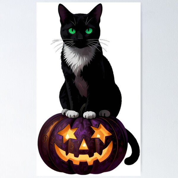 Item preview, Gothic Tuxedo Cat Triple Star Pumpkin designed and sold by IllumeInk.