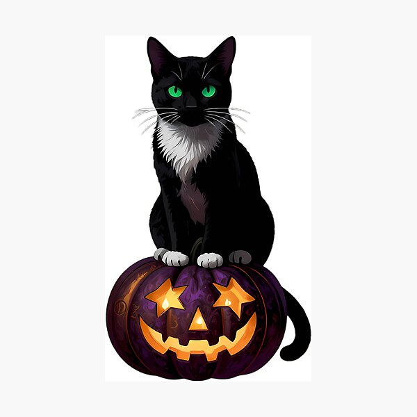 Item preview, Gothic Tuxedo Cat Triple Star Pumpkin designed and sold by IllumeInk.