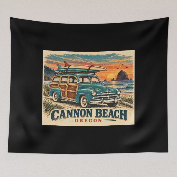 Item preview, Cannon Beach Oregon Vintage Woody Surf designed and sold by Swanny's Custom T-shirt and Gift Designs.