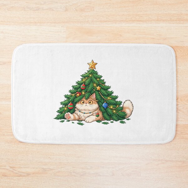 Item preview, Cute Christmas Cat Under Tree | Kawaii Ginger Cat Holiday Christmas Design designed and sold by MrDev.