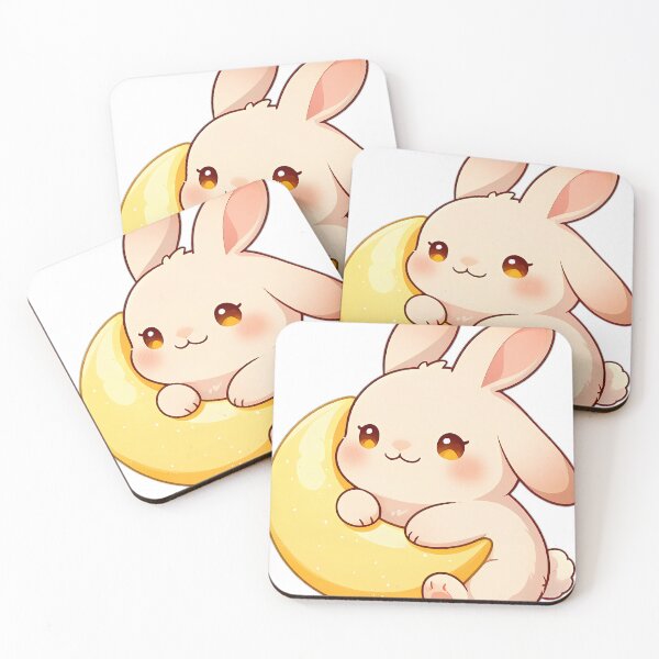 Item preview, Cute Lop-Eared Bunny Hugging Crescent Moon Pillow designed and sold by pumsquare.