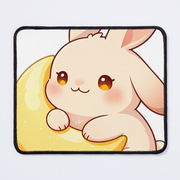 Item preview, Cute Lop-Eared Bunny Hugging Crescent Moon Pillow designed and sold by pumsquare.