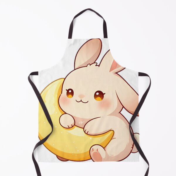 Item preview, Cute Lop-Eared Bunny Hugging Crescent Moon Pillow designed and sold by pumsquare.