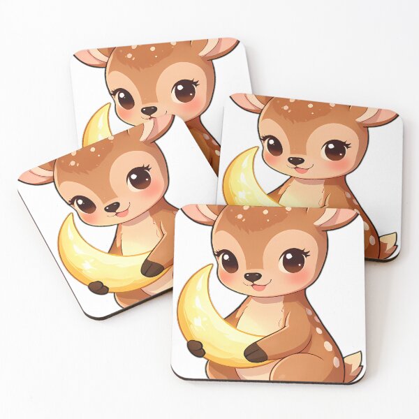 Item preview, Cute Baby Deer Fawn with Crescent Moon Charm designed and sold by pumsquare.