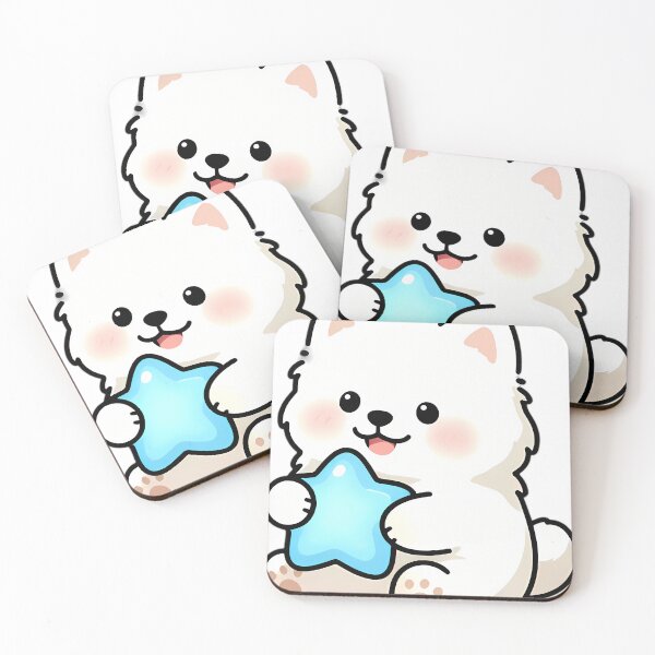 Item preview, Cute Samoyed Puppy with Sapphire Star Pillow designed and sold by pumsquare.