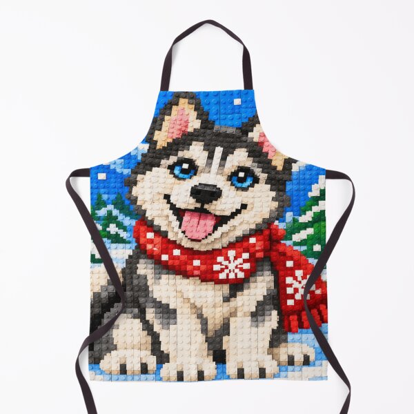 Item preview, Cute Husky Dog in a Winter Wonderland – Colorful Building Block Mosaic Art designed and sold by WildWhimsy Art.