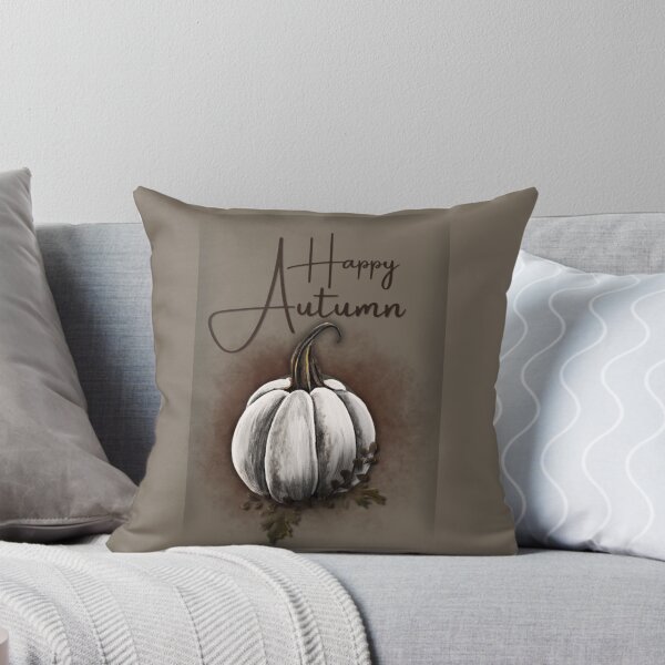 Item preview, Happy Autumn White Pumpkin Greeting Card – Elegant Fall Art designed and sold by ArtistsAtticWI.