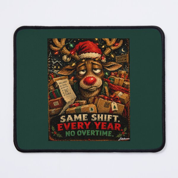 Item preview, Exhausted Reindeer Red Nose Christmas Packages Ironic Cartoon Art designed and sold by Artisticanvas.