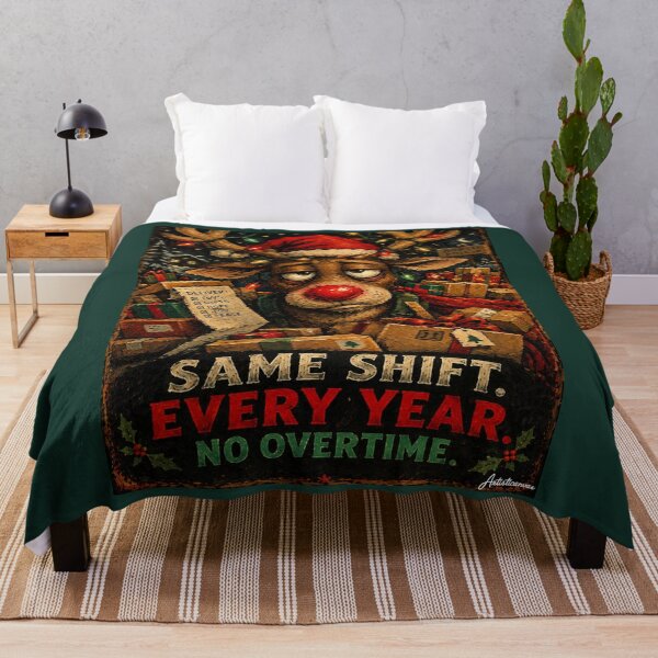 Item preview, Exhausted Reindeer Red Nose Christmas Packages Ironic Cartoon Art designed and sold by Artisticanvas.