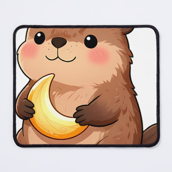 Item preview, Cute Baby Beaver Holding Carved Wooden Moon designed and sold by pumsquare.