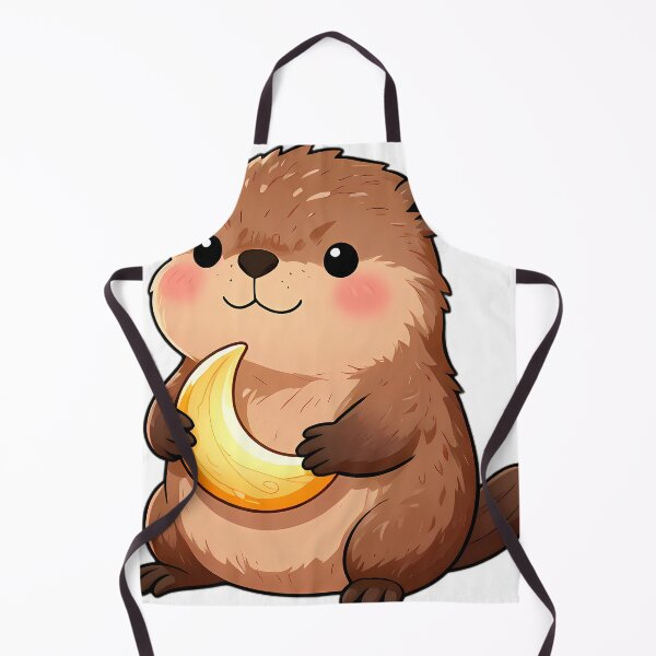 Item preview, Cute Baby Beaver Holding Carved Wooden Moon designed and sold by pumsquare.