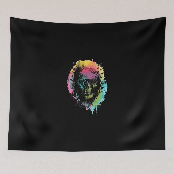 Item preview, Skull Sunglasses Tropical Foliage Butterflies Watercolor Art designed and sold by bezaperina.