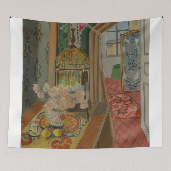 Item preview, Interior flowers and parakeets 1924 designed and sold by VeilOfPigments.