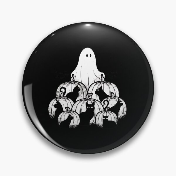 Item preview, Spooky Ghost Pumpkin Black Cat Halloween Art designed and sold by lamercarv.