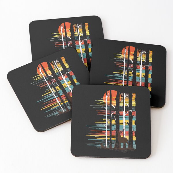 Item preview, Stag Rabbit Birch Trees Sunset Nature Art designed and sold by lasopent.