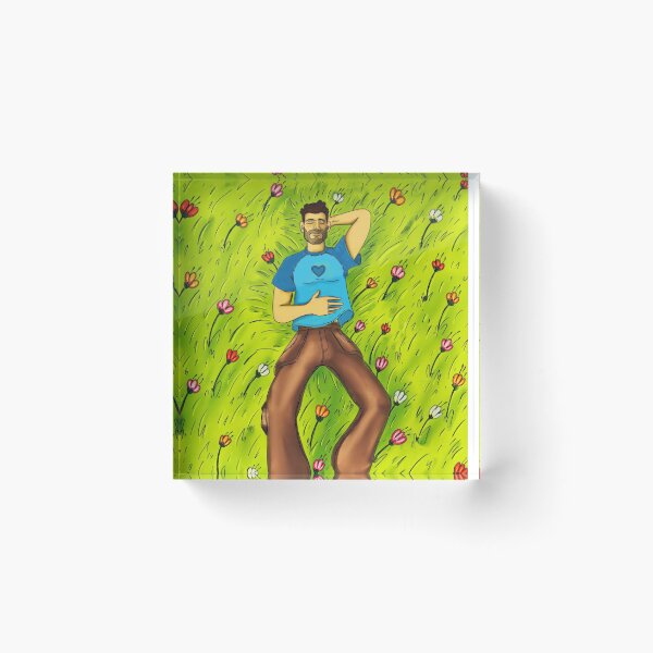 Item preview, Man Resting in Flower Meadow: Aesthetic Cottagecore Grass Silhouette and Peaceful Nature Art Poster designed and sold by benja-08.