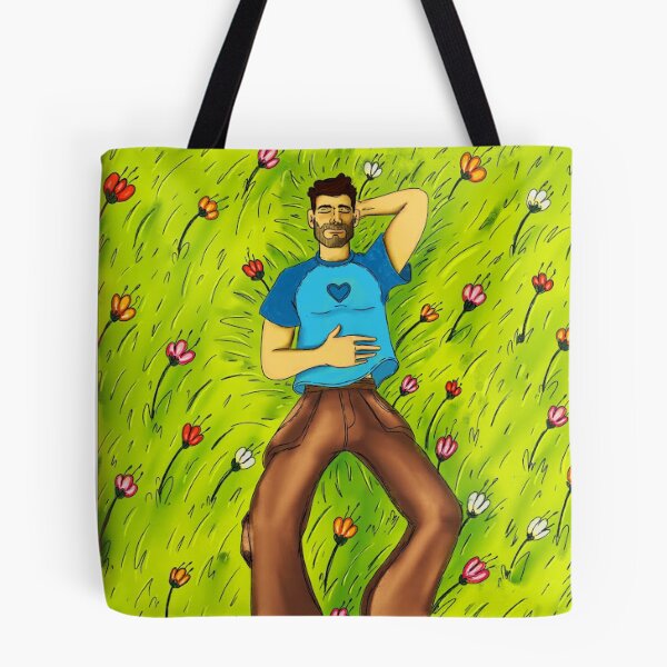 Item preview, Man Resting in Flower Meadow: Aesthetic Cottagecore Grass Silhouette and Peaceful Nature Art Poster designed and sold by benja-08.