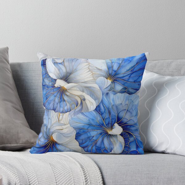 Item preview, Blue Floral Blooms with Gold Linework designed and sold by DeePat77.