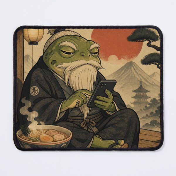 Item preview, Grumpy Frog Eating Ramen designed and sold by tellia-kallisto.