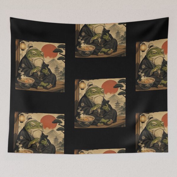 Item preview, Grumpy Frog Eating Ramen designed and sold by tellia-kallisto.