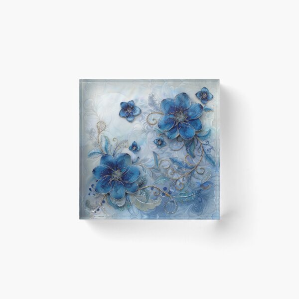 Item preview, Blue Flowers with Gold Filigree designed and sold by DeePat77.