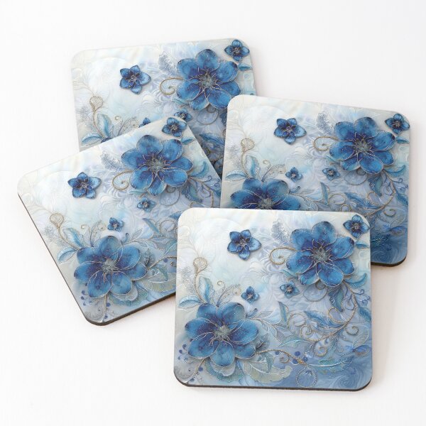 Item preview, Blue Flowers with Gold Filigree designed and sold by DeePat77.