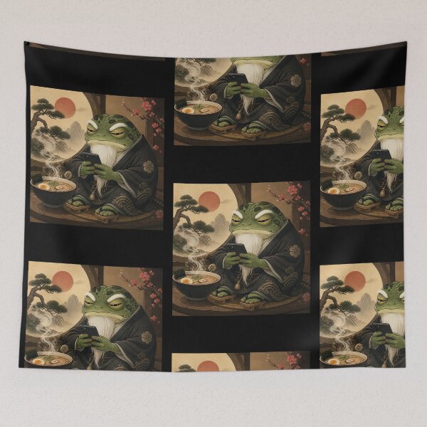 Item preview, Grumpy Frog Eating Ramen designed and sold by tellia-kallisto.