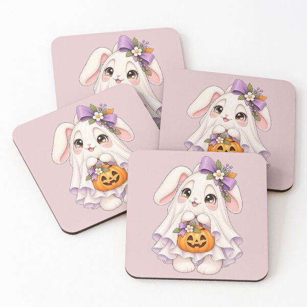 Item preview, Cute Ghost Bunny with Pumpkin – Kawaii Halloween Rabbit designed and sold by HO•Designs.