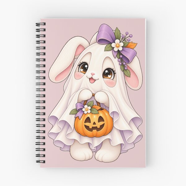 Item preview, Cute Ghost Bunny with Pumpkin – Kawaii Halloween Rabbit designed and sold by HO•Designs.